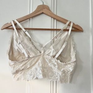 AERIE Sunflower Lace Plunge Bralette, Cream, Size L D